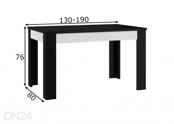 Удлиняющийся обеденный стол Goleen 130-190x80 cm размеры