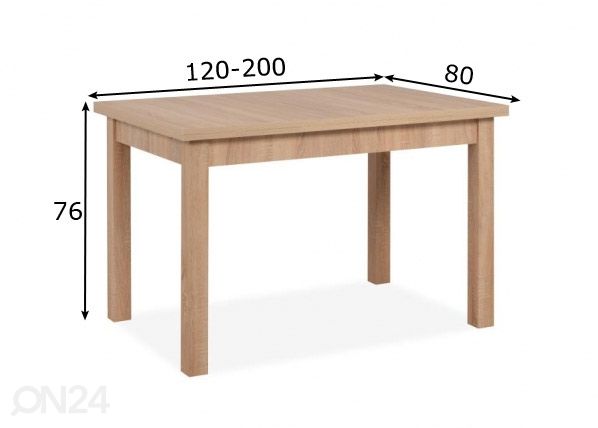 Удлиняющийся обеденный стол Longford 120/200x80 cm размеры