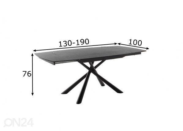 Удлиняющийся обеденный стол Nicosia 130/190x100 cm размеры