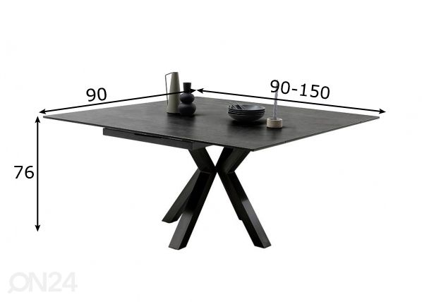 Удлиняющийся обеденный стол Pallini 90/150x90 cm размеры