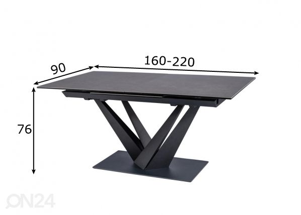 Удлиняющийся обеденный стол Serenade 160-220x90 cm размеры