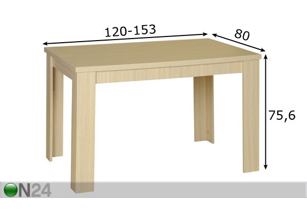 Удлиняющийся обеденный стол Standard 80x120-153 см размеры