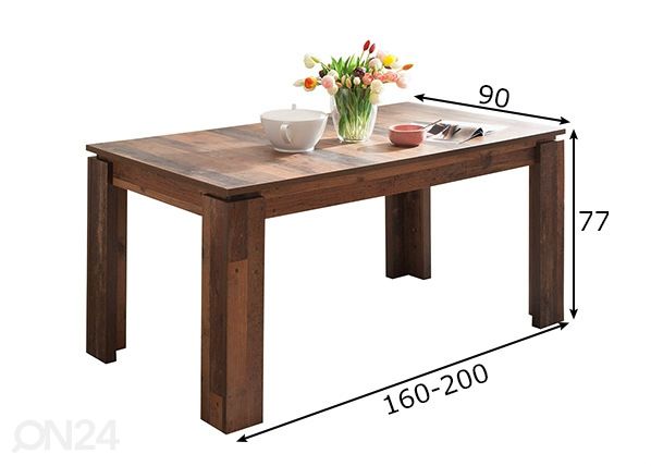 Удлиняющийся обеденный стол Trendteam 160-200x90 cm размеры