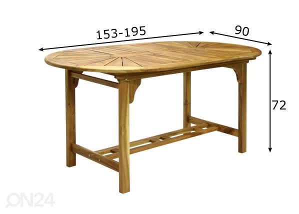 Удлиняющийся садовый стол Finlay 90x153-195 см размеры