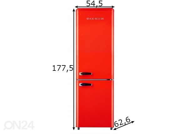 Холодильник в ретро-стиле Wolkenstein KG250.4RTFR размеры