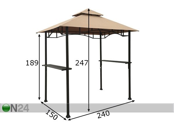 Шатер BBQ 2,4x1,5 m размеры