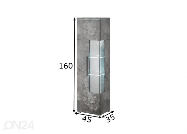 Шкаф-витрина левосторонний размеры