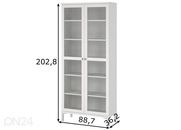 Шкаф-витрина Roma 88 cm, белый размеры