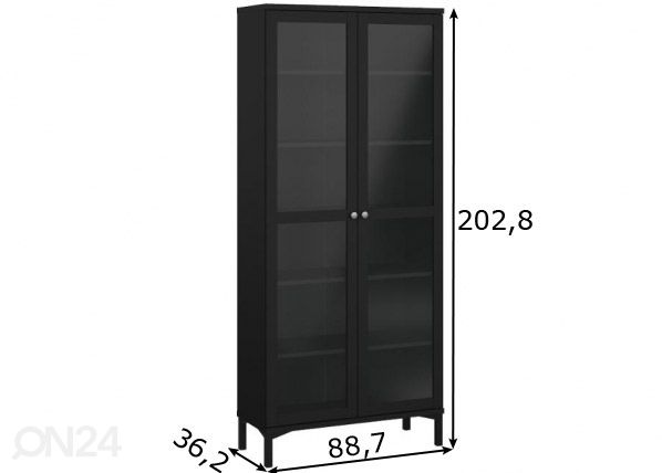 Шкаф-витрина Roma 88 cm, чёрный размеры