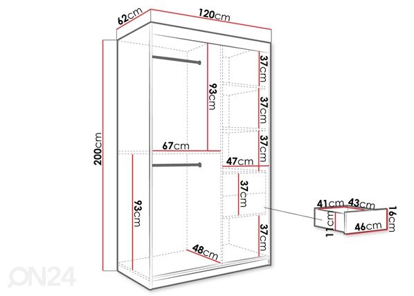 Шкаф-купе 120 cm размеры