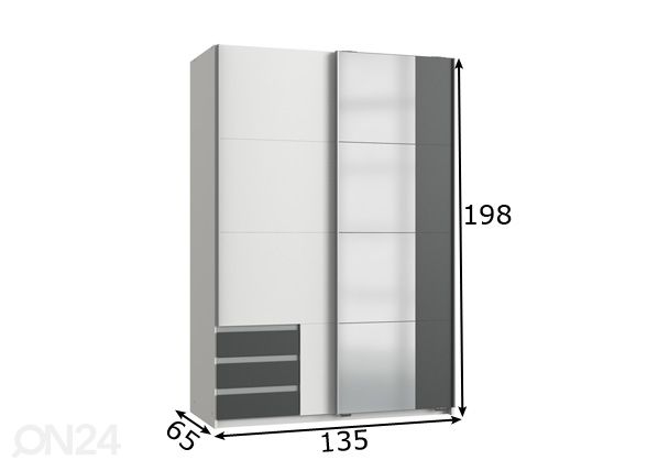 Шкаф-купе 135 cm Rocco2 размеры