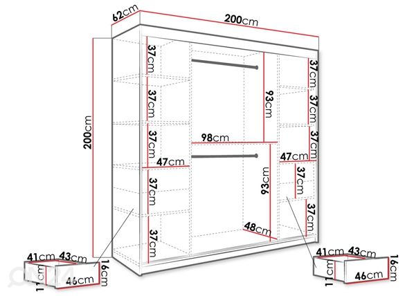 Шкаф-купе 200 cm размеры