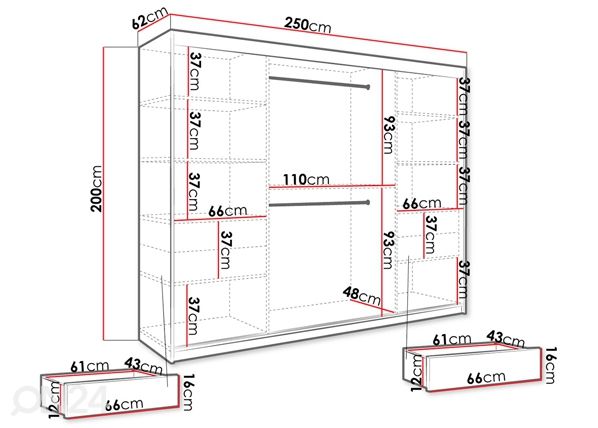 Шкаф-купе 250 cm размеры