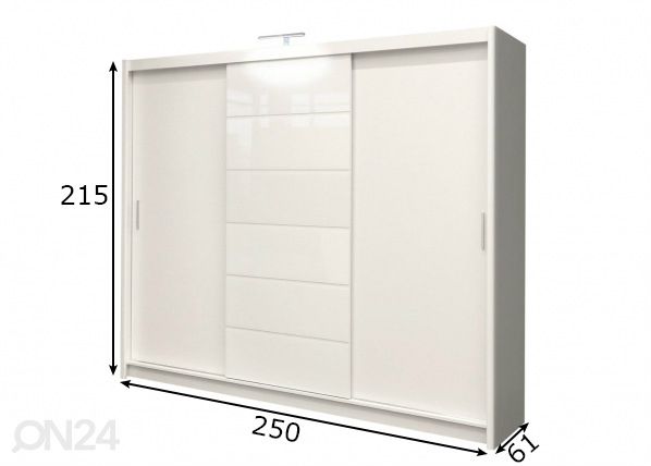 Шкаф-купе 250 cm + LED размеры