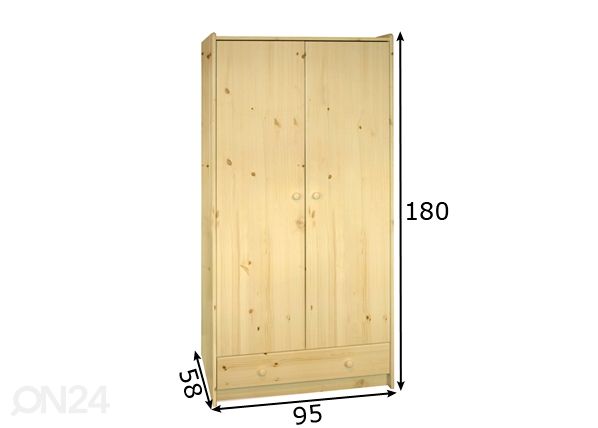 Шкаф платяной из массива сосны For Kids 100 размеры