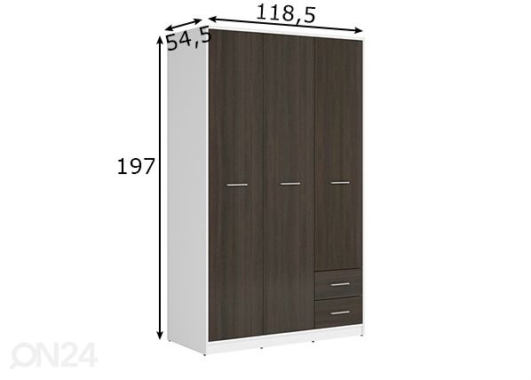 Шкаф платяной 118,5 cm размеры