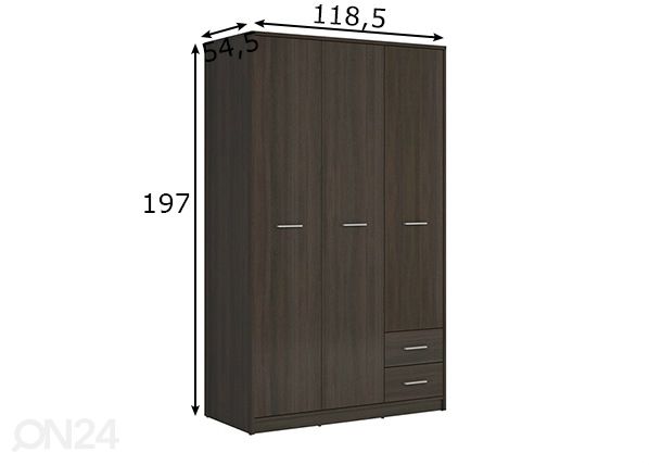 Шкаф платяной 118,5 cm размеры
