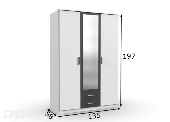 Шкаф платяной 135 cm Rocco2 размеры