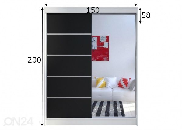 Шкаф платяной 3 + LED размеры