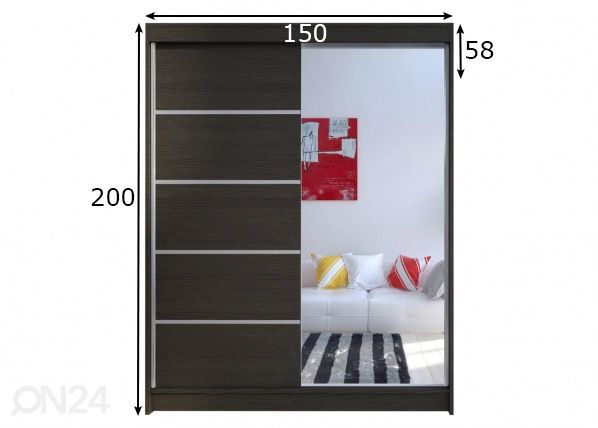 Шкаф платяной 3 + LED размеры