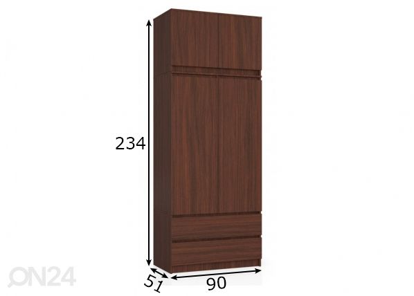 Шкаф платяной 90 cm, венге размеры