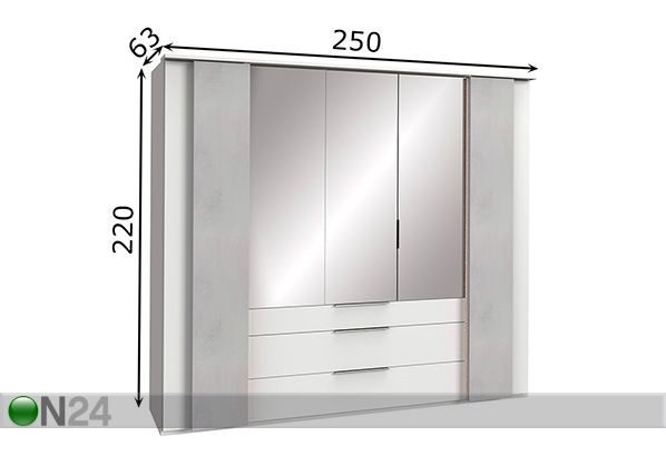 Шкаф платяной Chicago 250 cm размеры