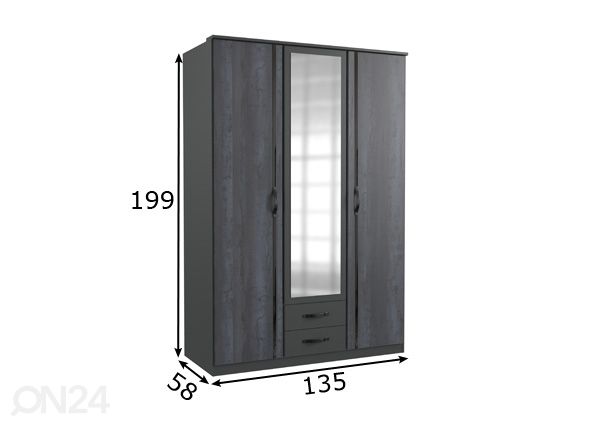 Шкаф платяной Duo2 135 cm размеры
