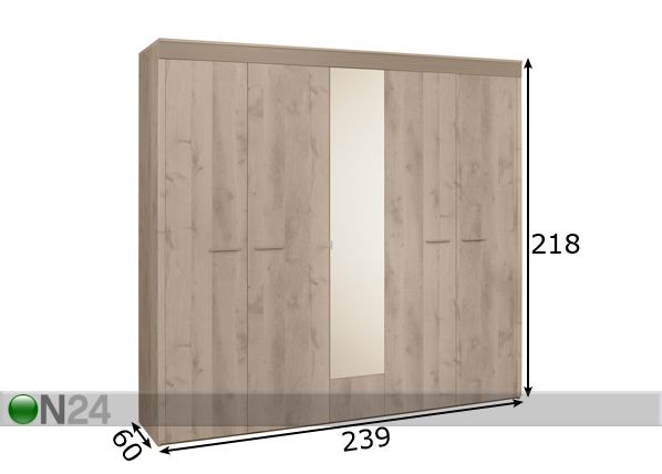 Шкаф платяной Perla oak с 5-ю дверьми размеры