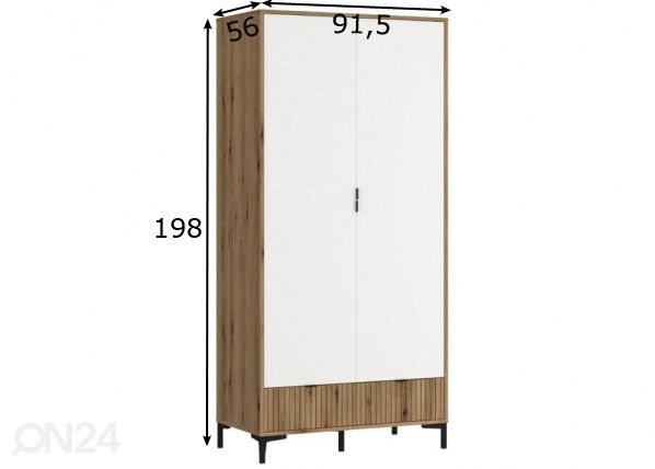 Шкаф платяной Ricko 91,5 cm, белый/дуб размеры