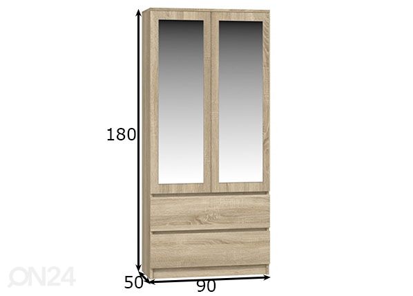 Шкаф платяной Trent 90 см, с зеркалом размеры