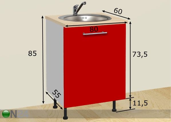 Шкаф под раковину с выдвижной дверью 80 cm размеры