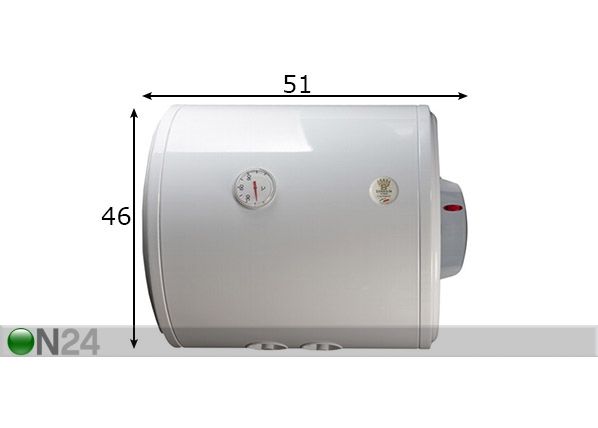 Электрический бойлер Bandini 50 л 1,5 кВт, горизонтальный размеры