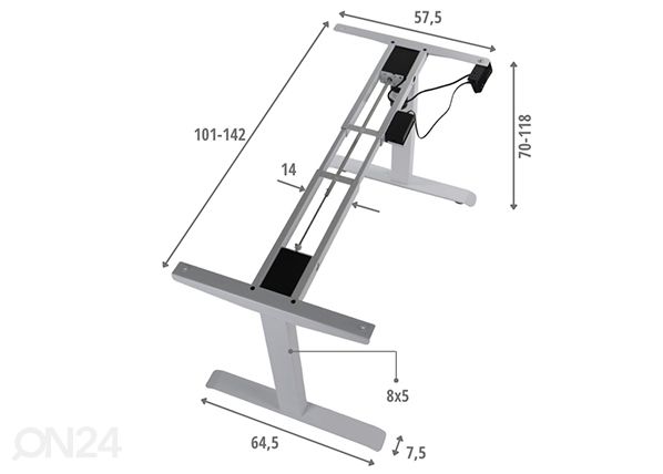 Электрически регулируемая рама стола, белая, с 1 мотором размеры