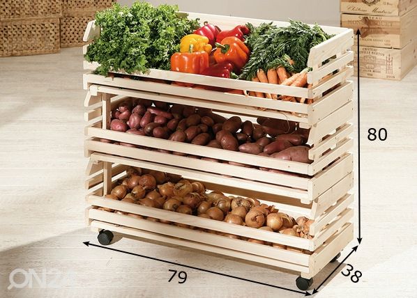 Ящики для хранения Vegetables 3 шт, сосна размеры