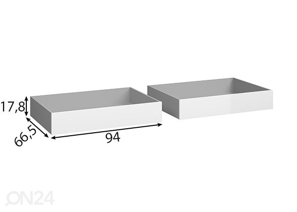 Ящики кроватные Naia 94 cm, 2 шт белый глянцевый размеры