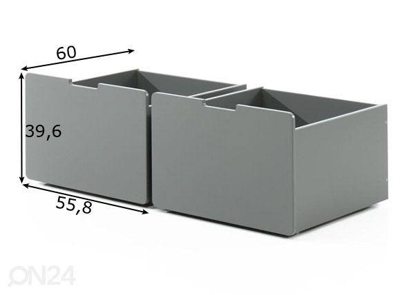Ящики кроватные Pino 2 шт, серый размеры