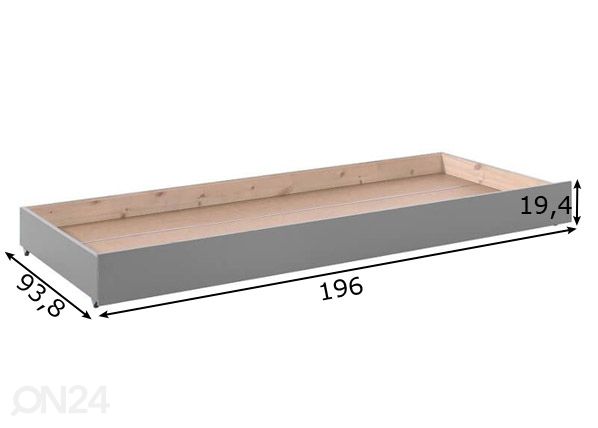 Ящик кроватный / дополнительная кровать Pino размеры
