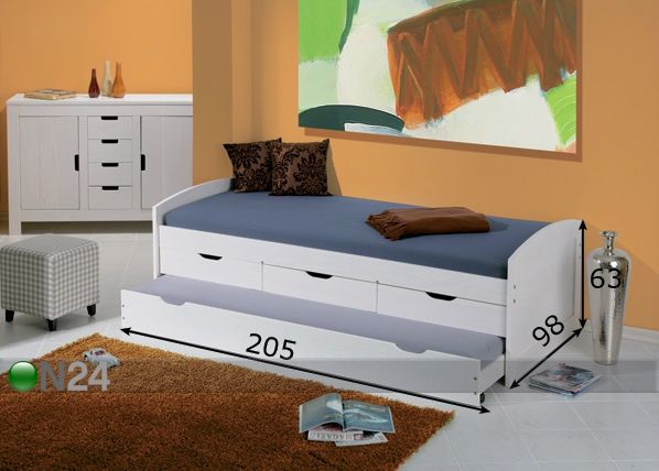 2-местная кровать Ulli 90x200 cm размеры