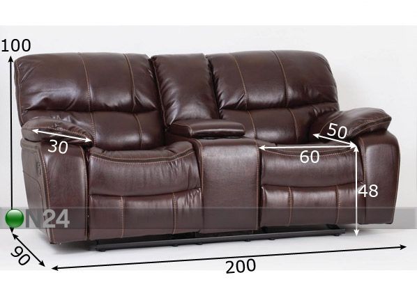 2-местный диван с механизмом подножки размеры