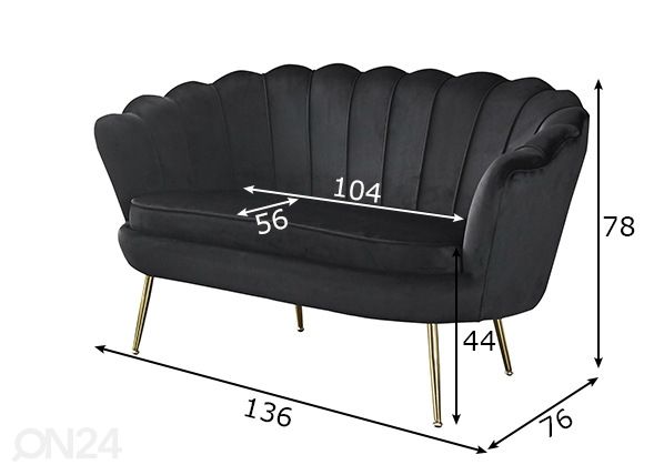 2-местный диван, чёрный размеры