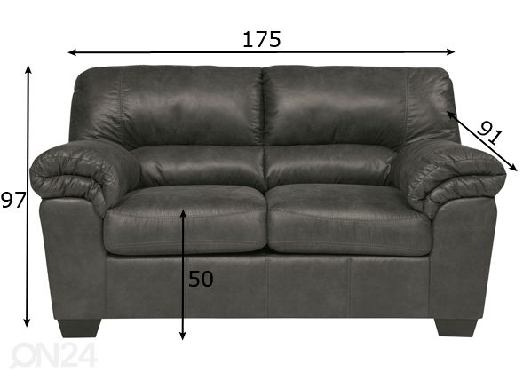 2-местный диван Bladen Slate размеры