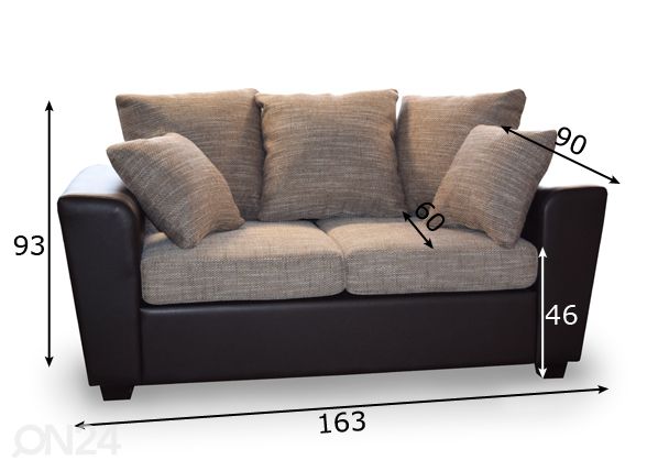 2-местный диван Grant размеры