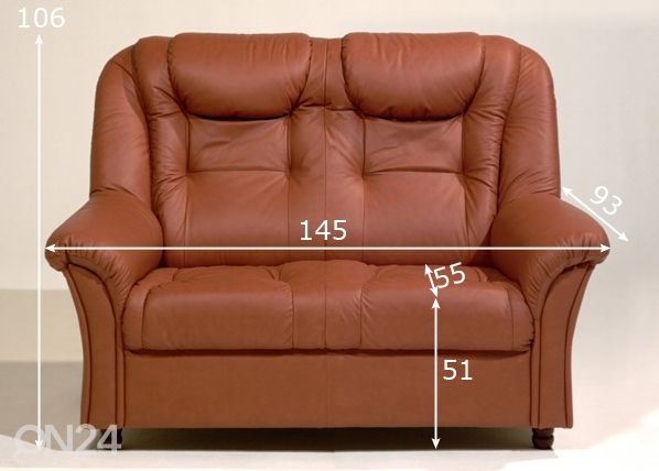 2-местный кожаный диван SanMarino размеры