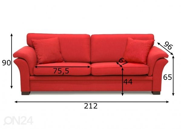 2,5-местный диван Dallas размеры