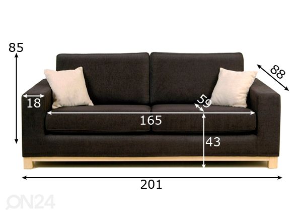 3-местный диван Chicago размеры
