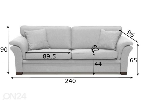 3-местный диван Dallas размеры