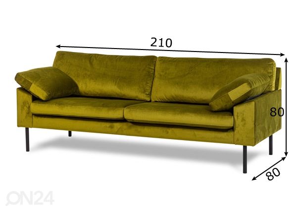 3-местный диван Fiona X размеры