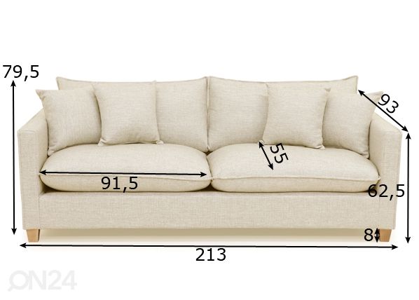 3-местный диван Hugo размеры