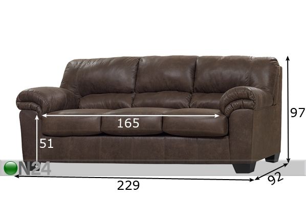 3-местный диван Mirtel, коричневый размеры