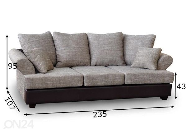 3-местный диван Roco размеры